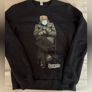 Bernie Sanders Inauguration Mask and Mittens Meme Crewneck Sweater Size Small